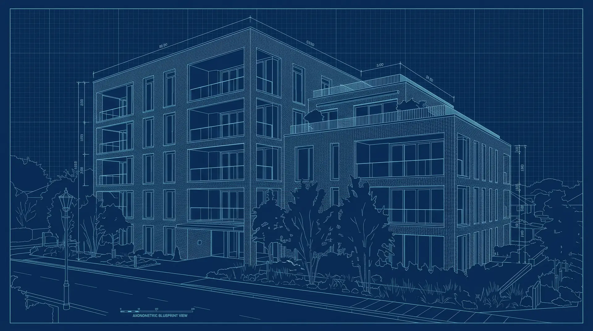 Hetzelfde gebouw als technische lijntekening